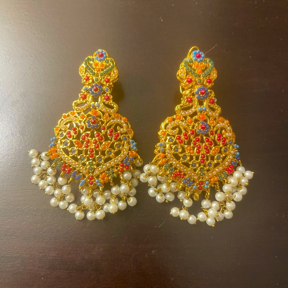 Pakistani Indian designer earrings - Picture 1 of 3